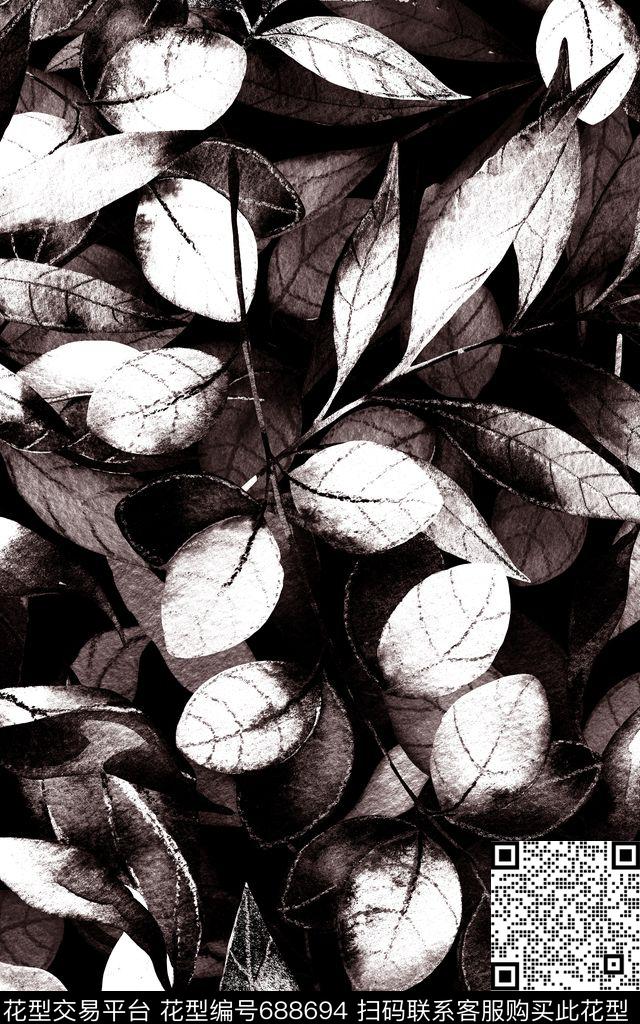 植物树叶羽毛传统印花华亿平台下载（图片编号: 688694） - 瓦栏（Walan）