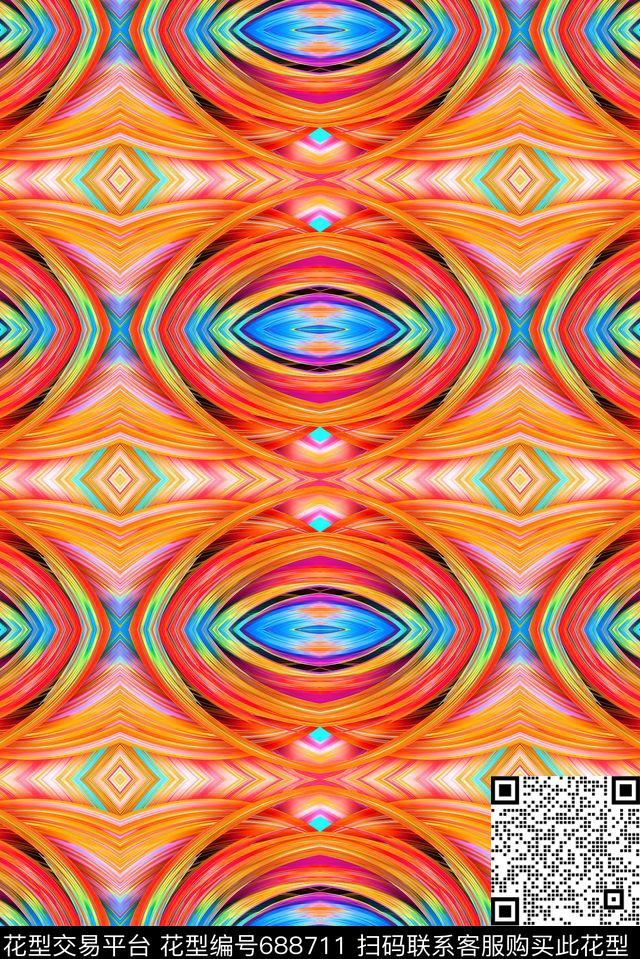 女装民族风抽象数码印花华亿平台下载（图片编号: 688711） - 瓦栏（Walan）