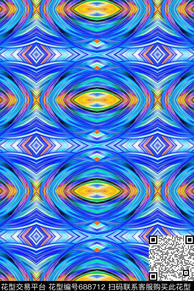 女装民族风抽象数码印花华亿平台下载（图片编号: 688712） - 瓦栏（Walan）