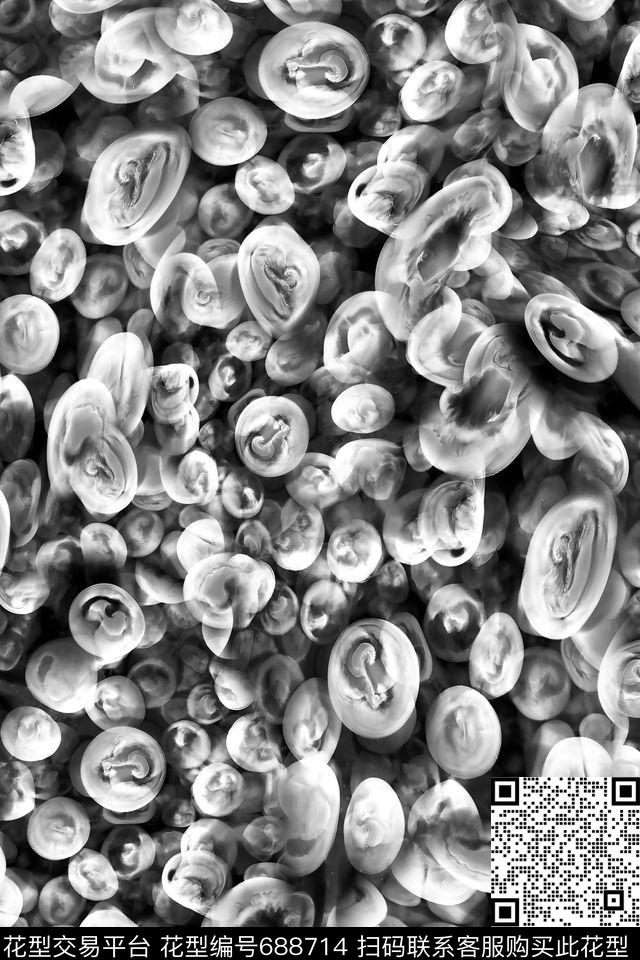 男装抽象细胞数码印花华亿平台下载（图片编号: 688714） - 瓦栏（Walan）