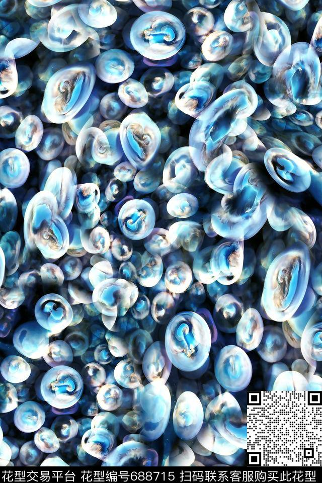 男装抽象细胞数码印花华亿平台下载（图片编号: 688715） - 瓦栏（Walan）