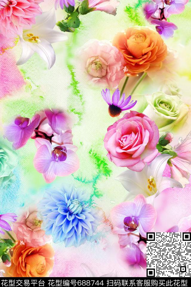 3D花卉花朵花卉数码印花华亿平台下载（图片编号: 688744） - 瓦栏（Walan）
