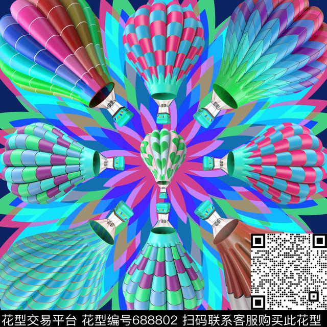 热气球丝巾方巾数码印花华亿平台下载（图片编号: 688802） - 瓦栏（Walan）