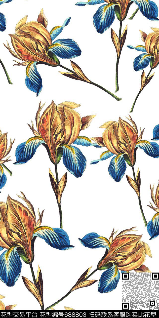 手绘水彩钢笔画数码印花华亿平台下载（图片编号: 688803） - 瓦栏（Walan）