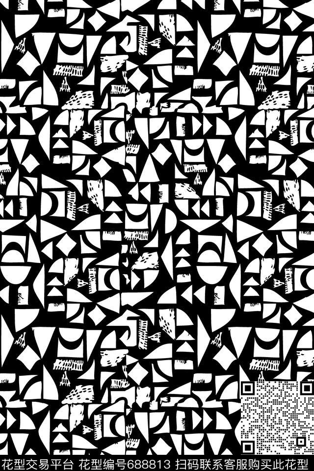 手绘几何传统印花华亿平台下载（图片编号: 688813） - 瓦栏（Walan）