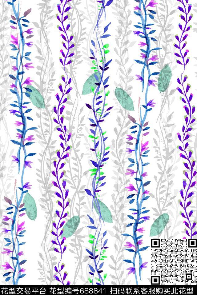 零点--家纺零点--女装枝叶数码印花华亿平台下载（图片编号: 688841） - 瓦栏（Walan）