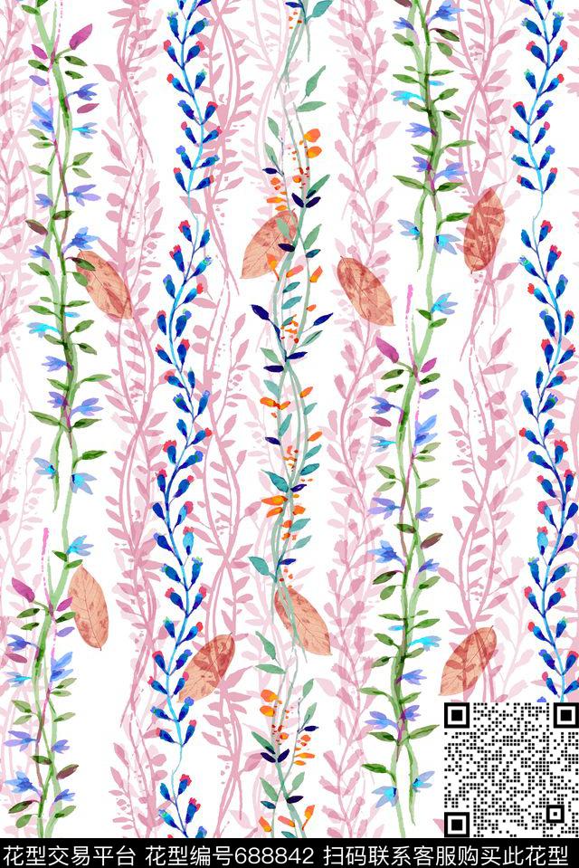 零点--家纺零点--女装枝叶数码印花华亿平台下载（图片编号: 688842） - 瓦栏（Walan）
