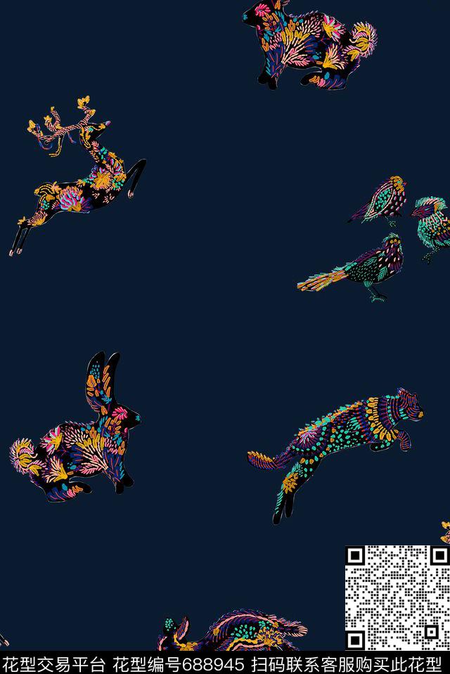 图腾动物女装数码印花华亿平台下载（图片编号: 688945） - 瓦栏（Walan）