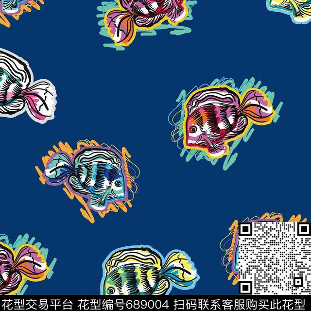 多彩时尚鱼传统印花华亿平台下载（图片编号: 689004） - 瓦栏（Walan）