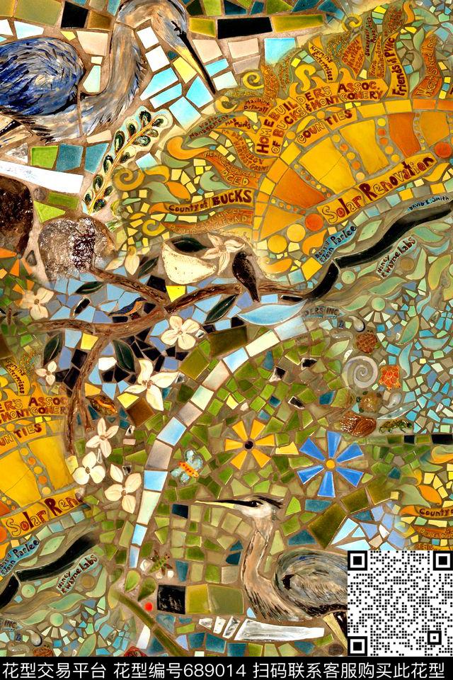 抽象几何拼接数码印花华亿平台下载（图片编号: 689014） - 瓦栏（Walan）