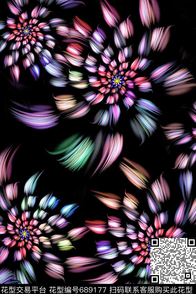 抽象炫彩分形艺术数码印花华亿平台下载（图片编号: 689177） - 瓦栏（Walan）