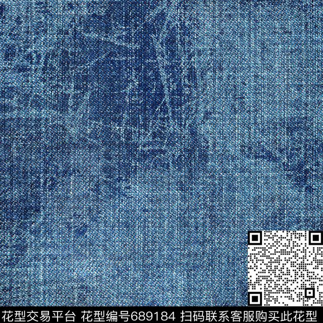 扎染效果做旧水洗牛仔布数码印花华亿平台下载（图片编号: 689184） - 瓦栏（Walan）
