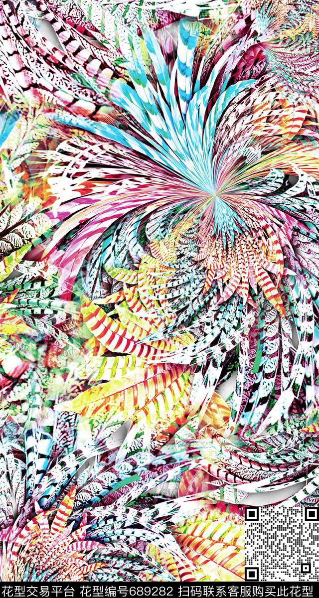 时尚豹纹牡丹数码印花华亿平台下载（图片编号: 689282） - 瓦栏（Walan）