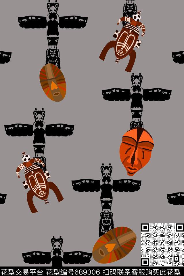 男装商务休闲图腾数码印花华亿平台下载（图片编号: 689306） - 瓦栏（Walan）