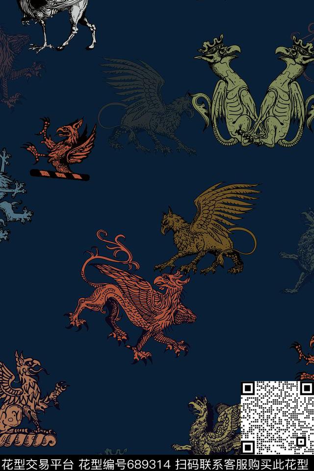 男装商务休闲图腾数码印花华亿平台下载（图片编号: 689314） - 瓦栏（Walan）