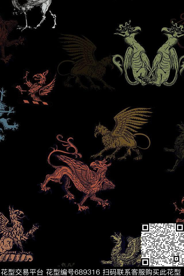 男装商务休闲图腾数码印花华亿平台下载（图片编号: 689316） - 瓦栏（Walan）