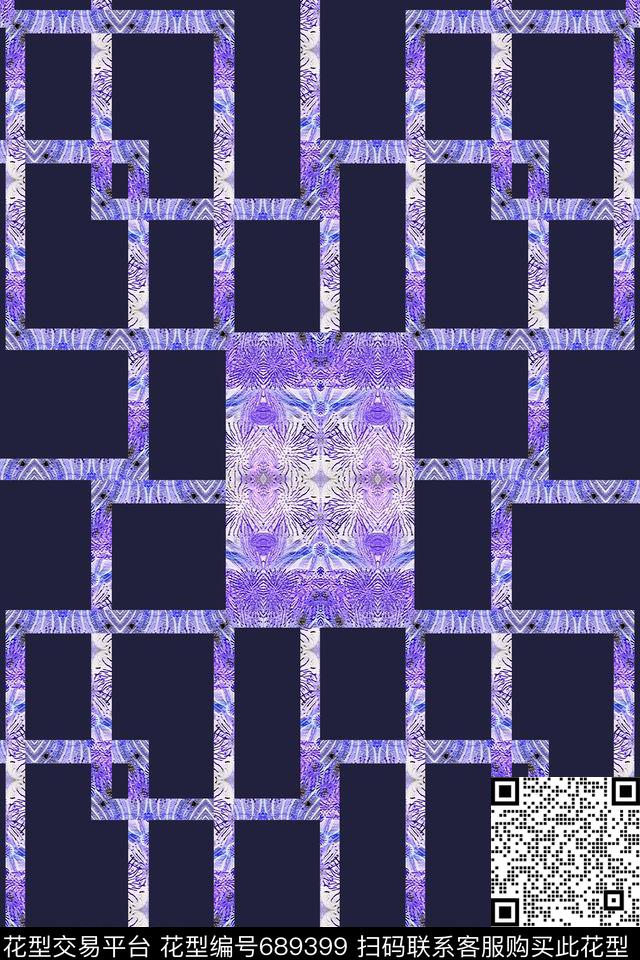 方格拼贴几何炫彩几何图案数码印花华亿平台下载（图片编号: 689399） - 瓦栏（Walan）