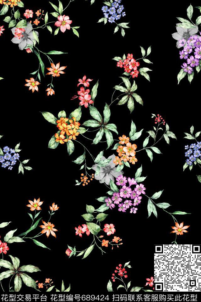 花卉小花数码印花华亿平台下载（图片编号: 689424） - 瓦栏（Walan）