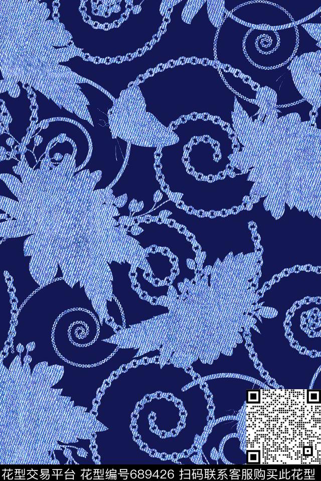 时尚。小清新抽象数码印花华亿平台下载（图片编号: 689426） - 瓦栏（Walan）