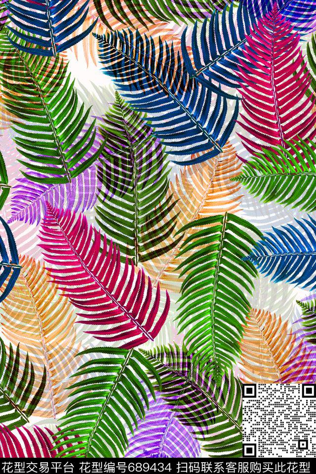 MAX-热带风情抽象热带树叶数码印花华亿平台下载（图片编号: 689434） - 瓦栏（Walan）