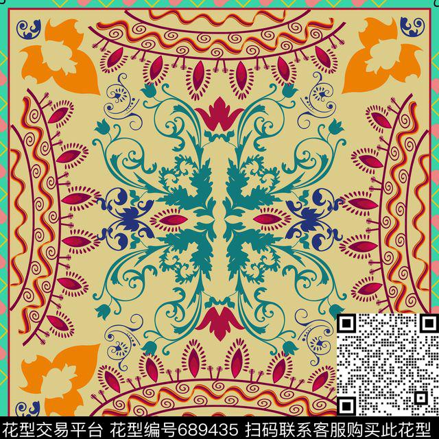女装民族植物数码印花华亿平台下载（图片编号: 689435） - 瓦栏（Walan）
