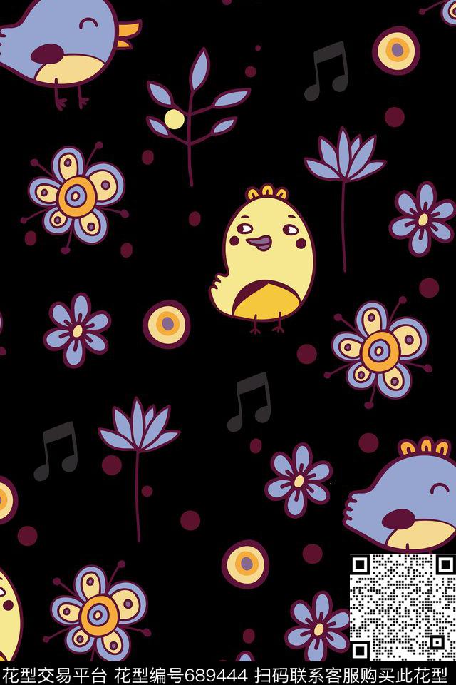 卡通小鸭子数码印花华亿平台下载（图片编号: 689444） - 瓦栏（Walan）