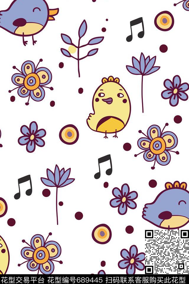 卡通小鸭子数码印花华亿平台下载（图片编号: 689445） - 瓦栏（Walan）