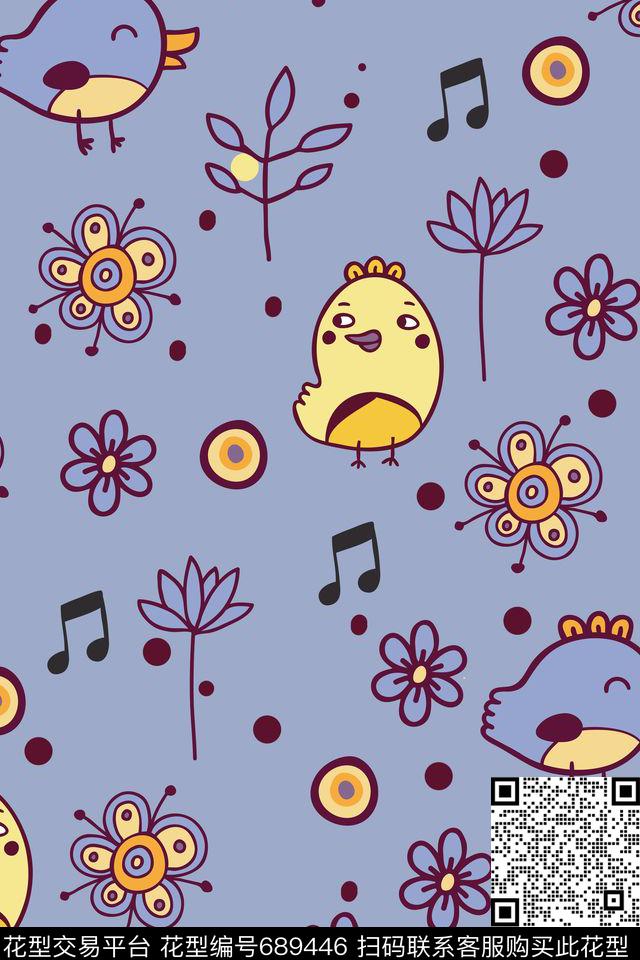 卡通小鸭子数码印花华亿平台下载（图片编号: 689446） - 瓦栏（Walan）