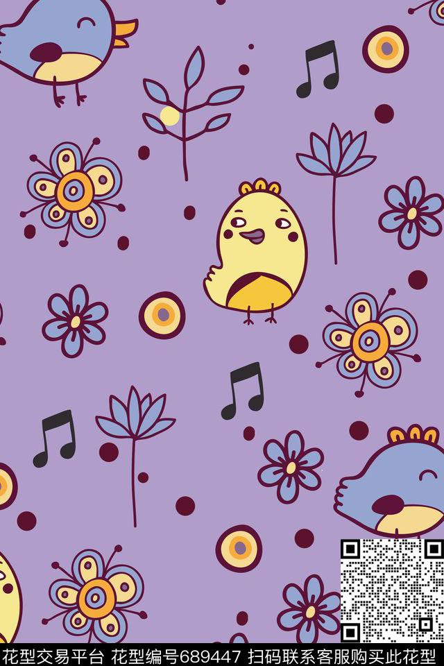 卡通小鸭子数码印花华亿平台下载（图片编号: 689447） - 瓦栏（Walan）