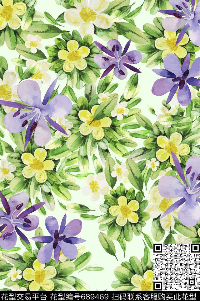 花瓣花卉数码印花华亿平台下载（图片编号: 689469） - 瓦栏（Walan）