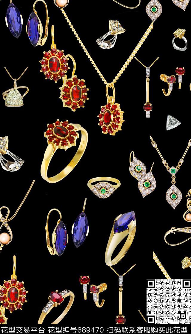 时尚珠宝女装复古数码印花华亿平台下载（图片编号: 689470） - 瓦栏（Walan）