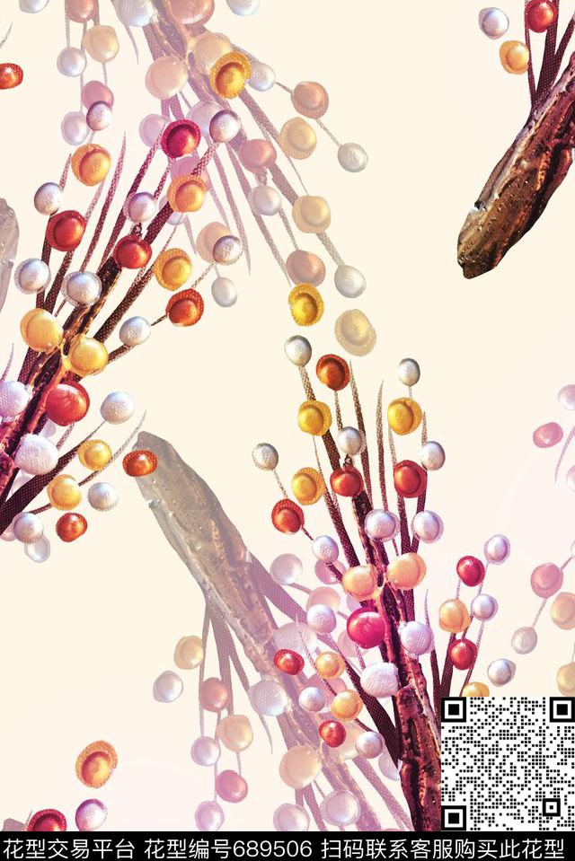 树枝花球数码印花华亿平台下载（图片编号: 689506） - 瓦栏（Walan）
