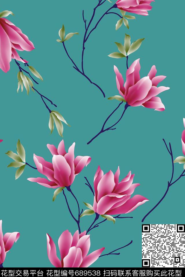 女装花卉复古数码印花华亿平台下载（图片编号: 689538） - 瓦栏（Walan）