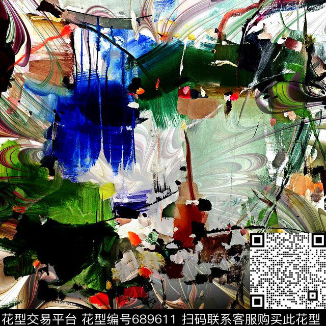时尚油画围巾数码印花华亿平台下载（图片编号: 689611） - 瓦栏（Walan）