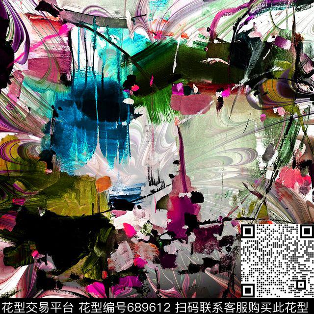 时尚油画围巾数码印花华亿平台下载（图片编号: 689612） - 瓦栏（Walan）