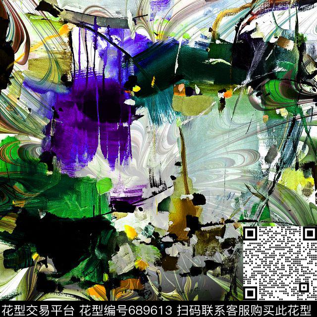 时尚油画围巾数码印花华亿平台下载（图片编号: 689613） - 瓦栏（Walan）