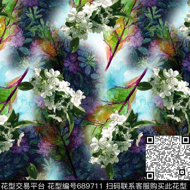 大花乱花花朵数码印花华亿平台下载（图片编号: 689711） - 瓦栏（Walan）
