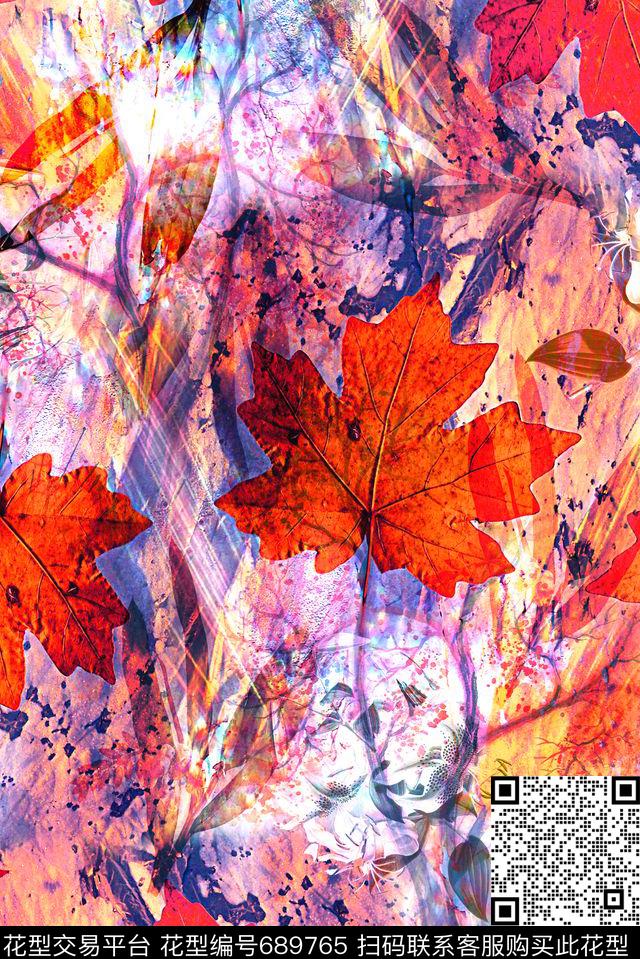 零点--泳装枝叶数码印花华亿平台下载（图片编号: 689765） - 瓦栏（Walan）