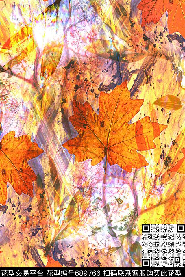 零点--泳装枝叶数码印花华亿平台下载（图片编号: 689766） - 瓦栏（Walan）