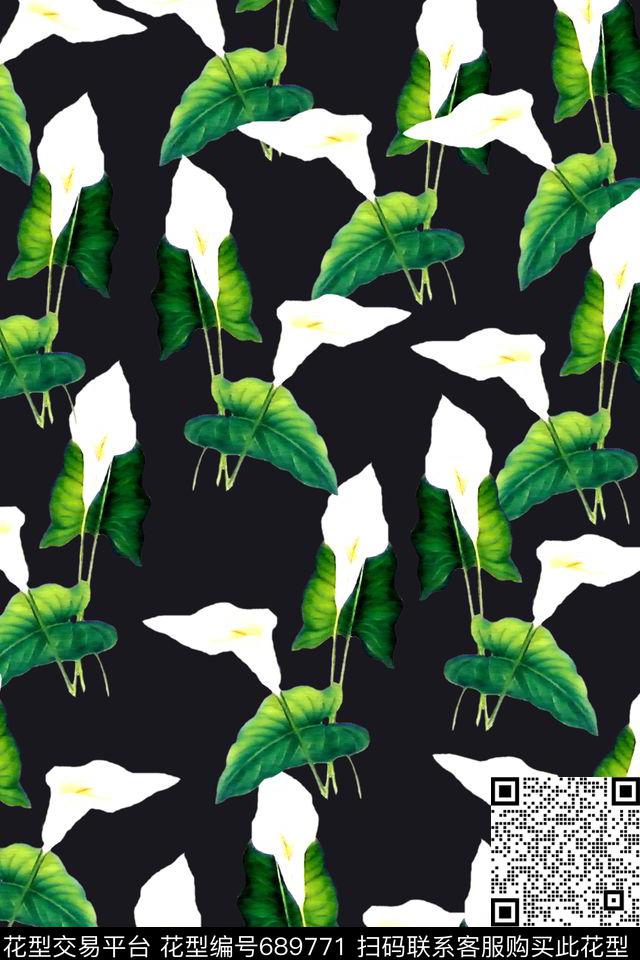 花卉马蹄莲女装数码印花华亿平台下载（图片编号: 689771） - 瓦栏（Walan）
