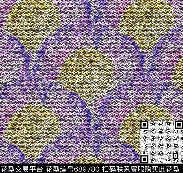 花卉不定位丝巾女装数码印花华亿平台下载（图片编号: 689780） - 瓦栏（Walan）