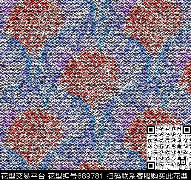 花卉不定位丝巾女装数码印花华亿平台下载（图片编号: 689781） - 瓦栏（Walan）