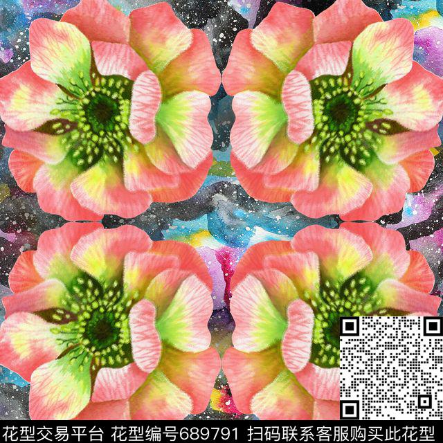 花卉肌理丝巾方巾数码印花华亿平台下载（图片编号: 689791） - 瓦栏（Walan）