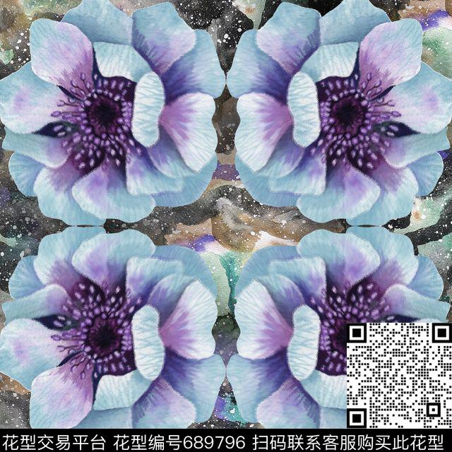 花卉肌理丝巾方巾数码印花华亿平台下载（图片编号: 689796） - 瓦栏（Walan）