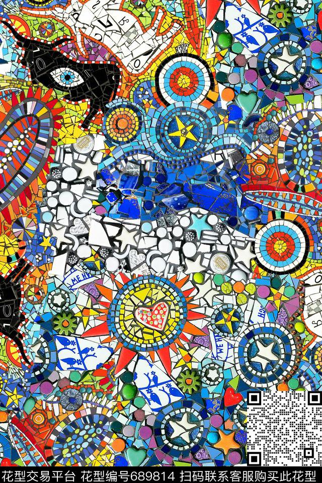 彩砖几何花卉数码印花华亿平台下载（图片编号: 689814） - 瓦栏（Walan）