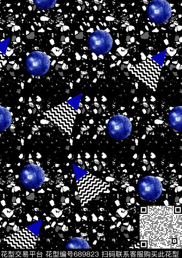 波点与条纹三角形圆圈数码印花华亿平台下载（图片编号: 689823） - 瓦栏（Walan）