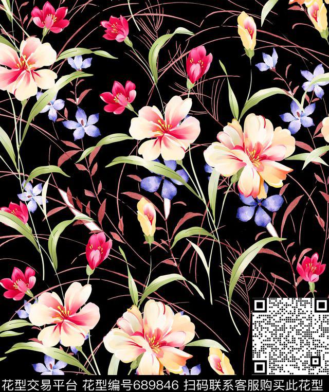 女装华亿平台浪漫花卉小碎花数码印花华亿平台下载（图片编号: 689846） - 瓦栏（Walan）