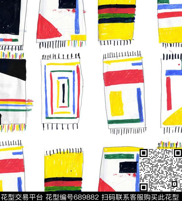 民族风趣味色块数码印花华亿平台下载（图片编号: 689882） - 瓦栏（Walan）