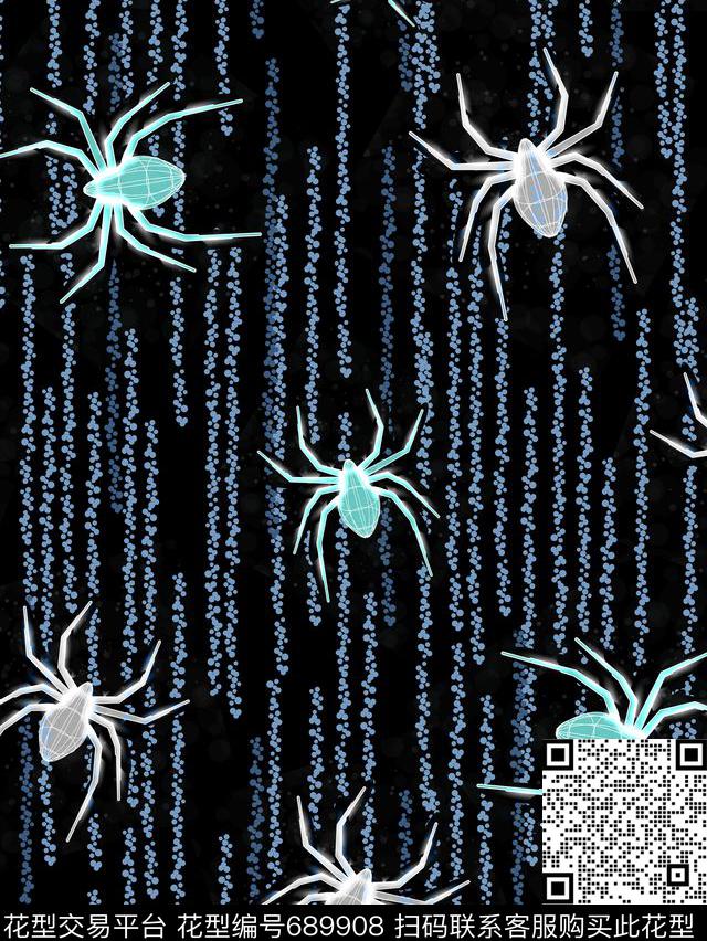 几何蜘蛛动物传统印花华亿平台下载（图片编号: 689908） - 瓦栏（Walan）