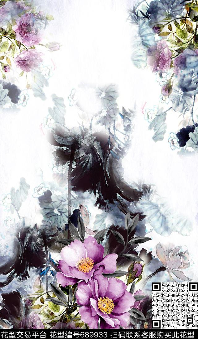 风景水墨国画数码印花华亿平台下载（图片编号: 689933） - 瓦栏（Walan）